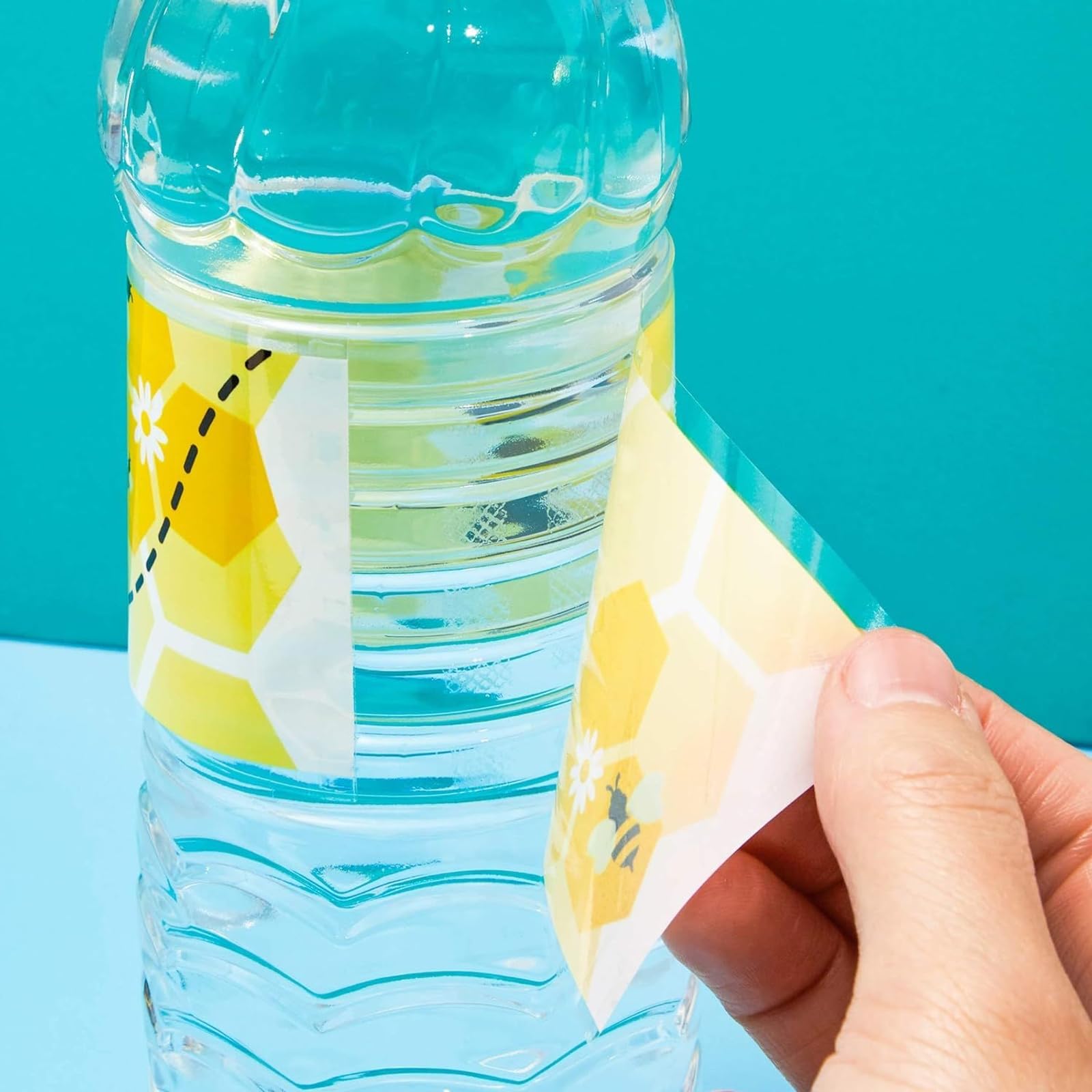 100 Pack Bumble Bee Water Bottle Labels - Bee Stickers for Kids Party, Baby Shower & Birthday Decor - 8.5 x 2 Inch Adhesive Wrappers - Perfect for Summer Picnics, School Events & Themed Celebrations