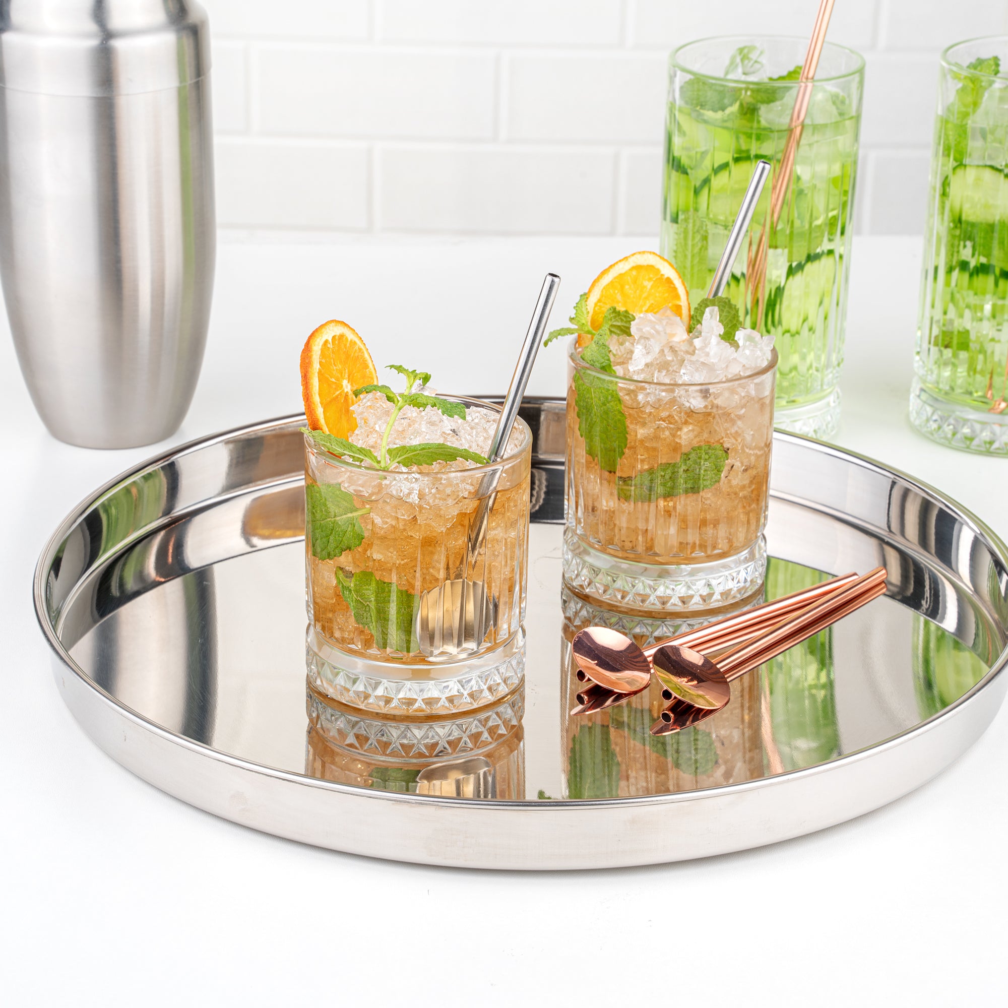 Premium Stainless Steel Julep Spoon Straws - Set of 2 - Elegant Bar Accessories for Mint Juleps, Cocktails & Iced Drinks - Perfect for Home Bars, Parties & Southern Entertaining