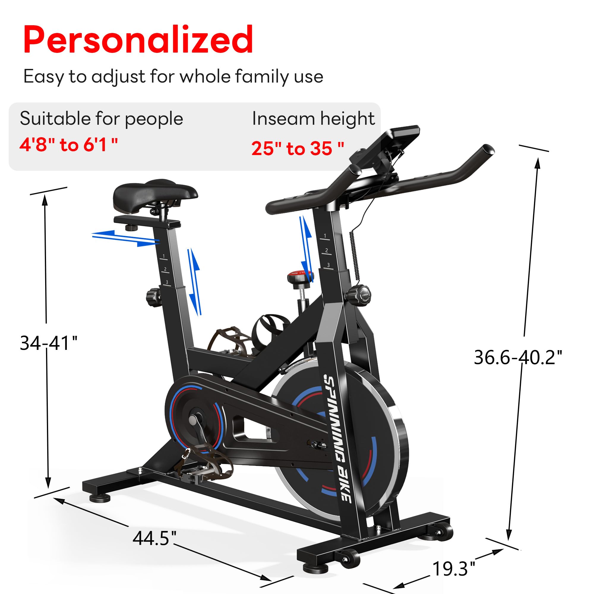 SogesPower Magnetic Exercise Bike - 45lbs Flywheel Super Silent Indoor Cycling Bike with LCD Display, Phone/Tablet Mount & Comfortable Seat Cushion - Perfect for Home Gym, Cardio Workout and Weight Loss Training