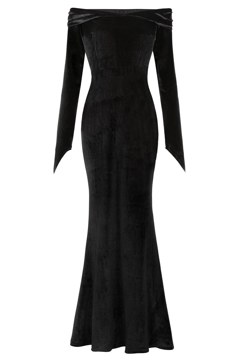 Oumbivil Women's Long Black Gothic Dress - Halloween Witch Costume, Elegant Lace Evening Gown for Cosplay, Party & Gothic Fashion