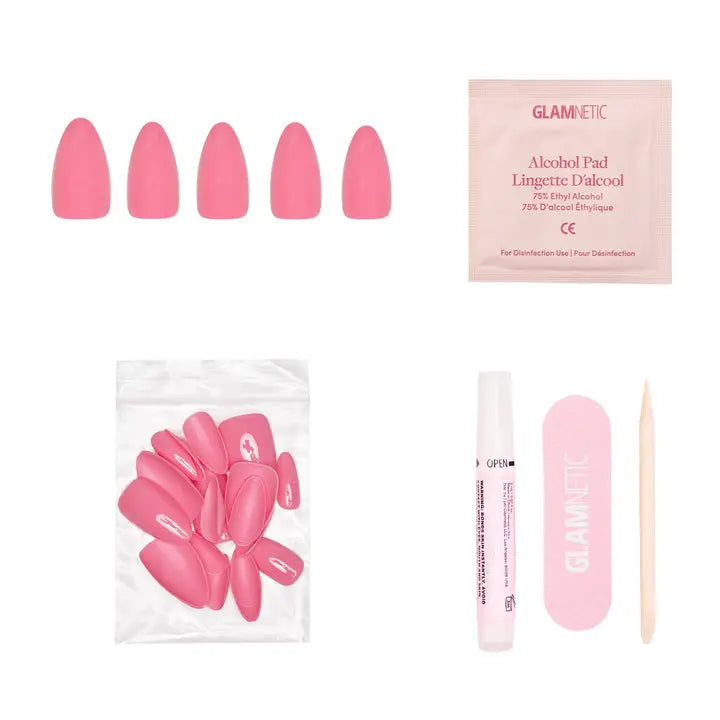 Flamingo Pink Press On Nails - Long Lasting Fake Nails with Glue - Perfect for Parties, Weddings & Special Occasions