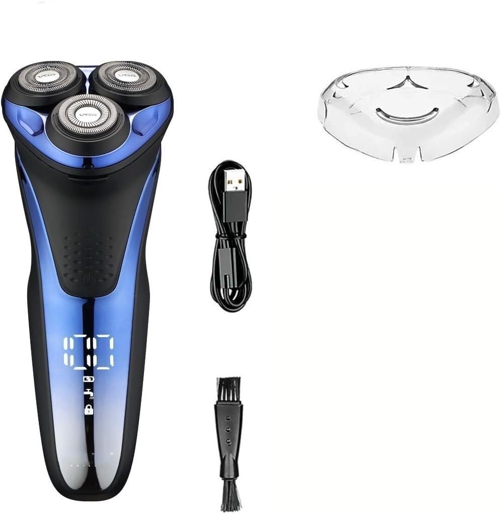 Professional Electric Razor for Men - Waterproof Rotary 3D Floating Shaver with Rechargeable Battery | Beard Trimmer & Cordless Shaving System for Home & Travel Use
