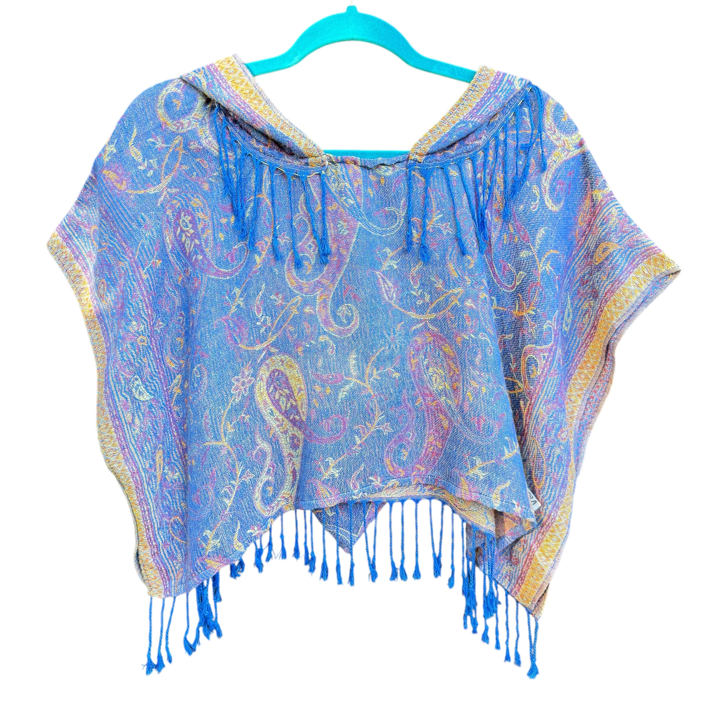 Royal Blue Pashmina Hooded Crop Top for Women - Soft & Stylish Winter Fashion - Perfect for Casual Outings, Layering & Cold Weather