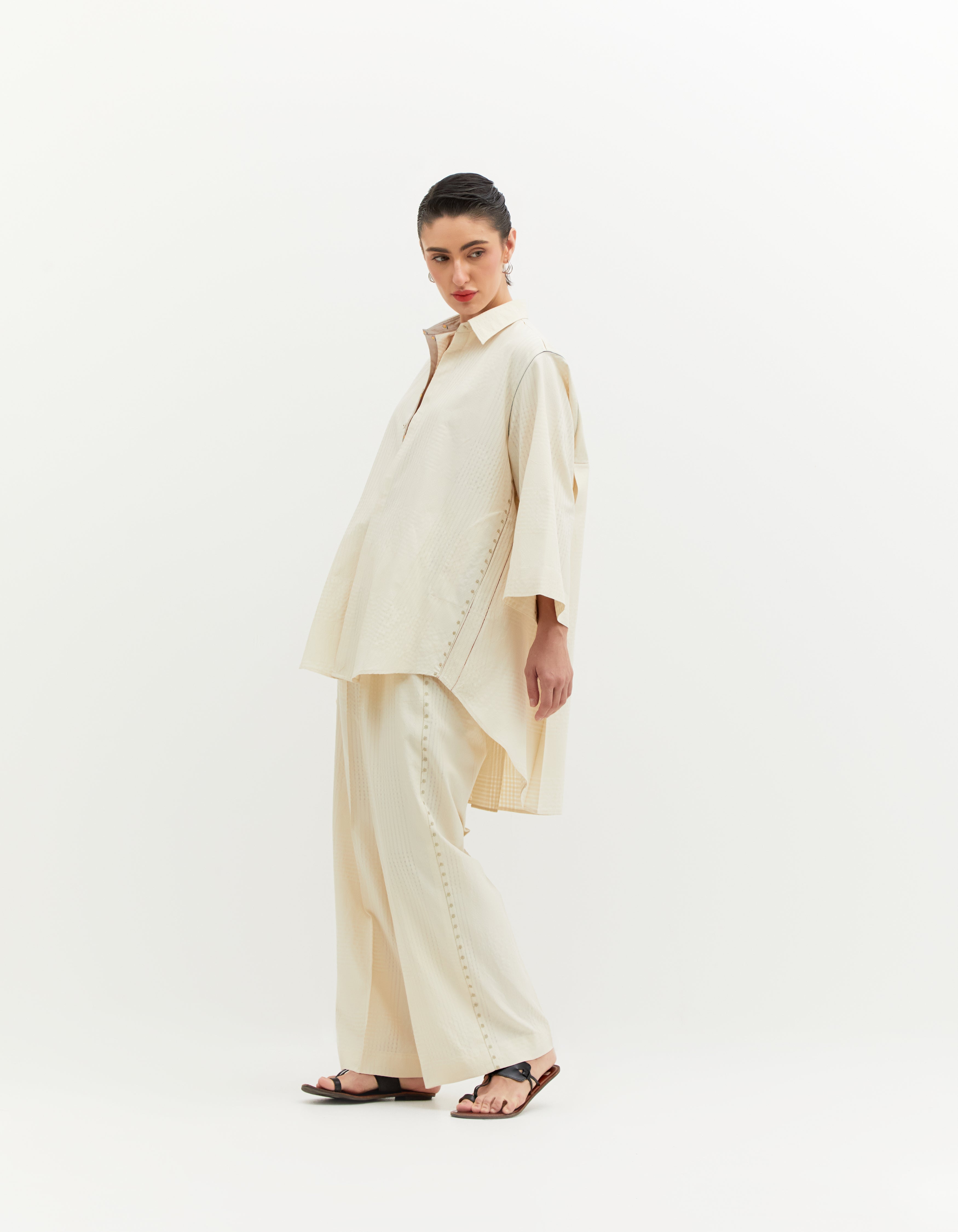 SD Chandrika Women's Cotton Silk Checkered Trousers - White | Comfortable & Stylish Pants for Office, Casual Wear & Travel