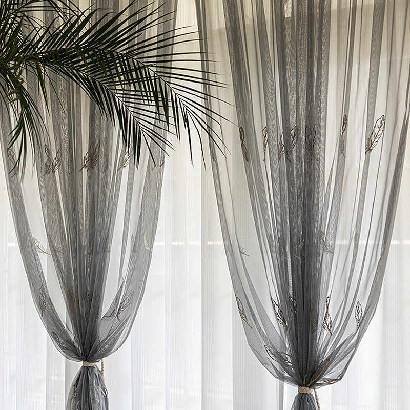 Roselyn Gauze Embroidery Sheer Custom Curtains - Elegant Lace Window Drapes for Living Room, Bedroom & Nursery - Light Filtering Privacy Sheers with Floral Embroidery Design