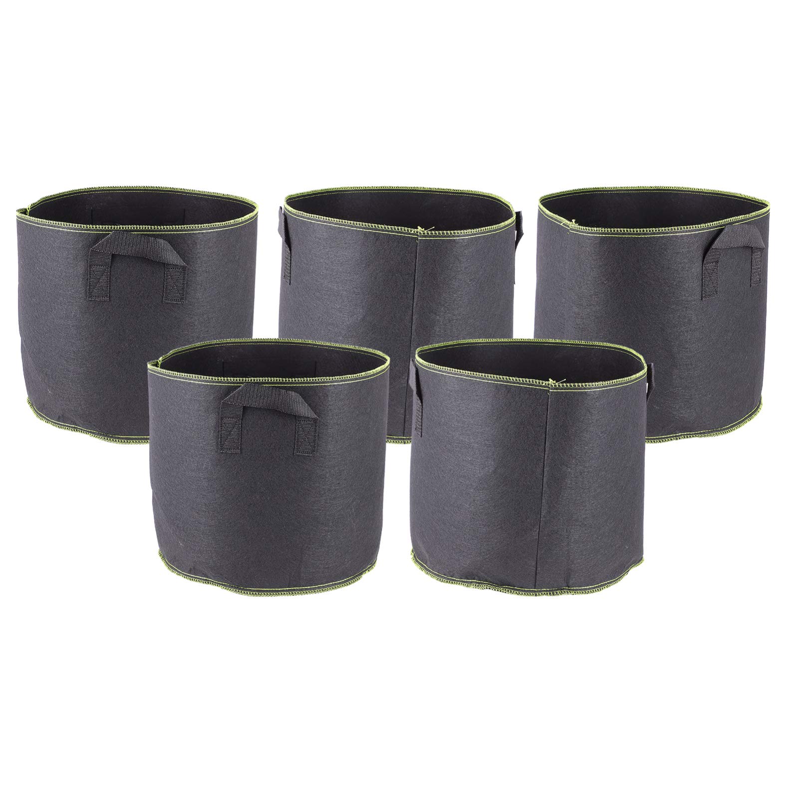 5-Pack Cabilock Non-Woven Fabric Grow Bags for Plants, Vegetables & Flowers - Reusable Planting Pots with Handles, Raised Garden Bed & Seedling Planter - Perfect for Indoor/Outdoor Gardening, Balcony & Patio Planting