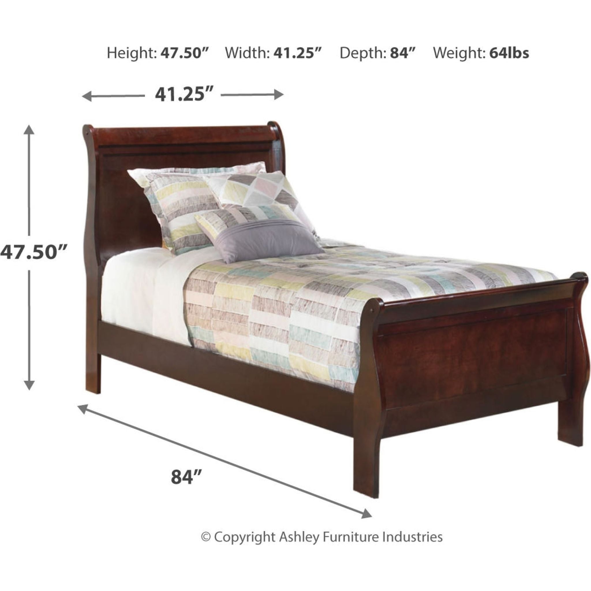 Alisdair Dark Brown Sleigh Bed Frame - Queen Size Wooden Bed with Upholstered Headboard - Perfect for Master Bedroom & Guest Room Decor