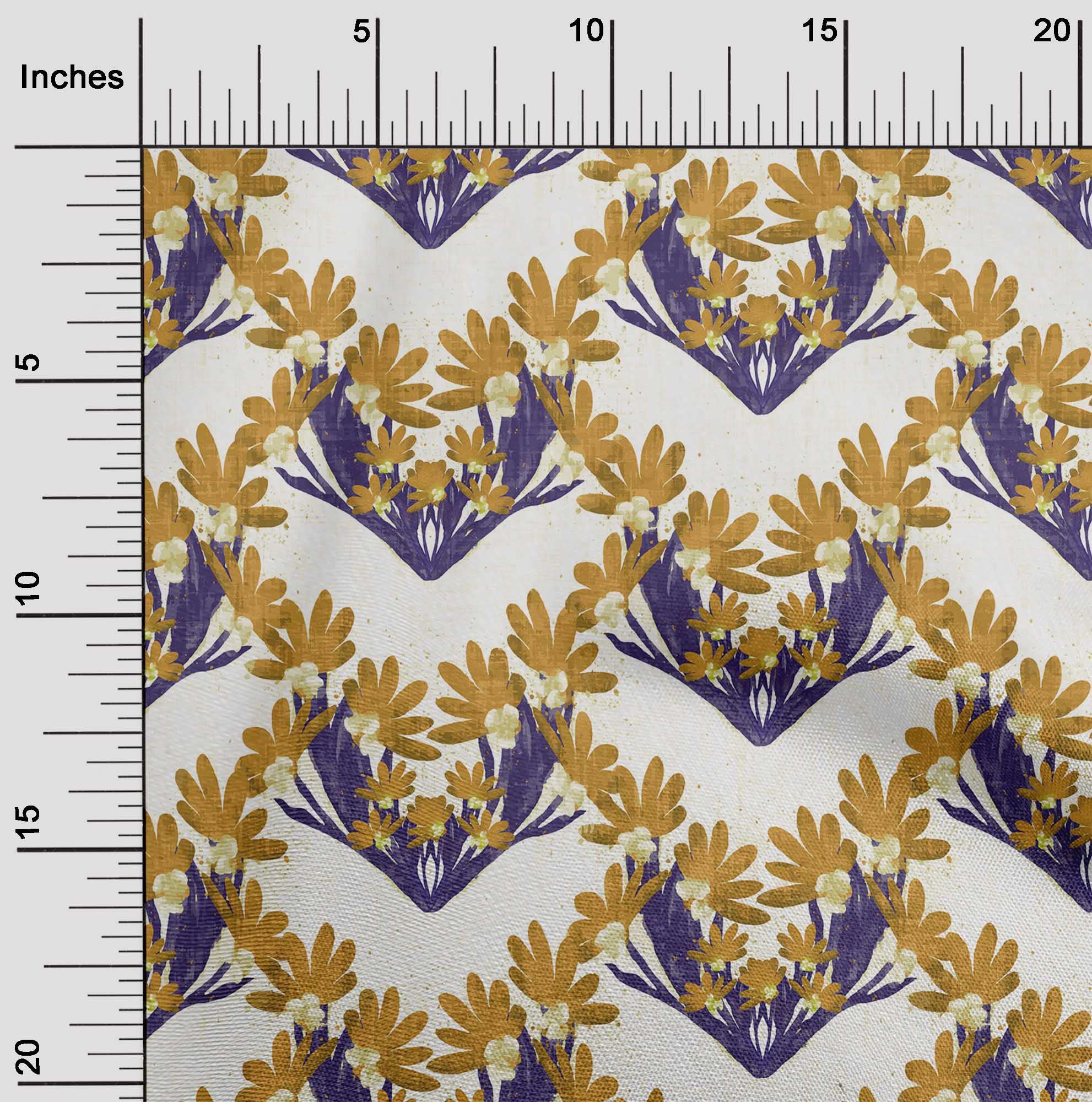 Premium Cotton Silk Gamboge Yellow Floral Printed Fabric by The Yard - 42 Inch Wide for DIY Clothing, Dresses, Scarves & Home Decor Sewing Projects