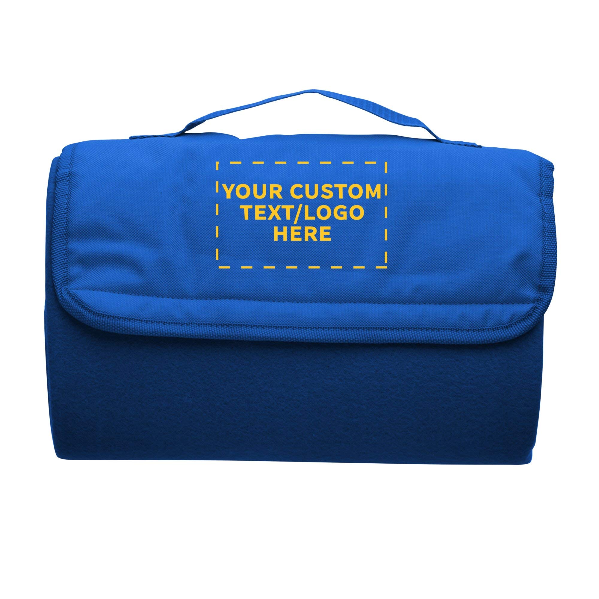 Custom Roll Up Picnic Blankets Set of 10 - Personalized Bulk Pack for Camping, Beach & Outdoor Activities - Waterproof & Portable Blue Blanket - Perfect for Family Picnics, Music Festivals and Park Outings