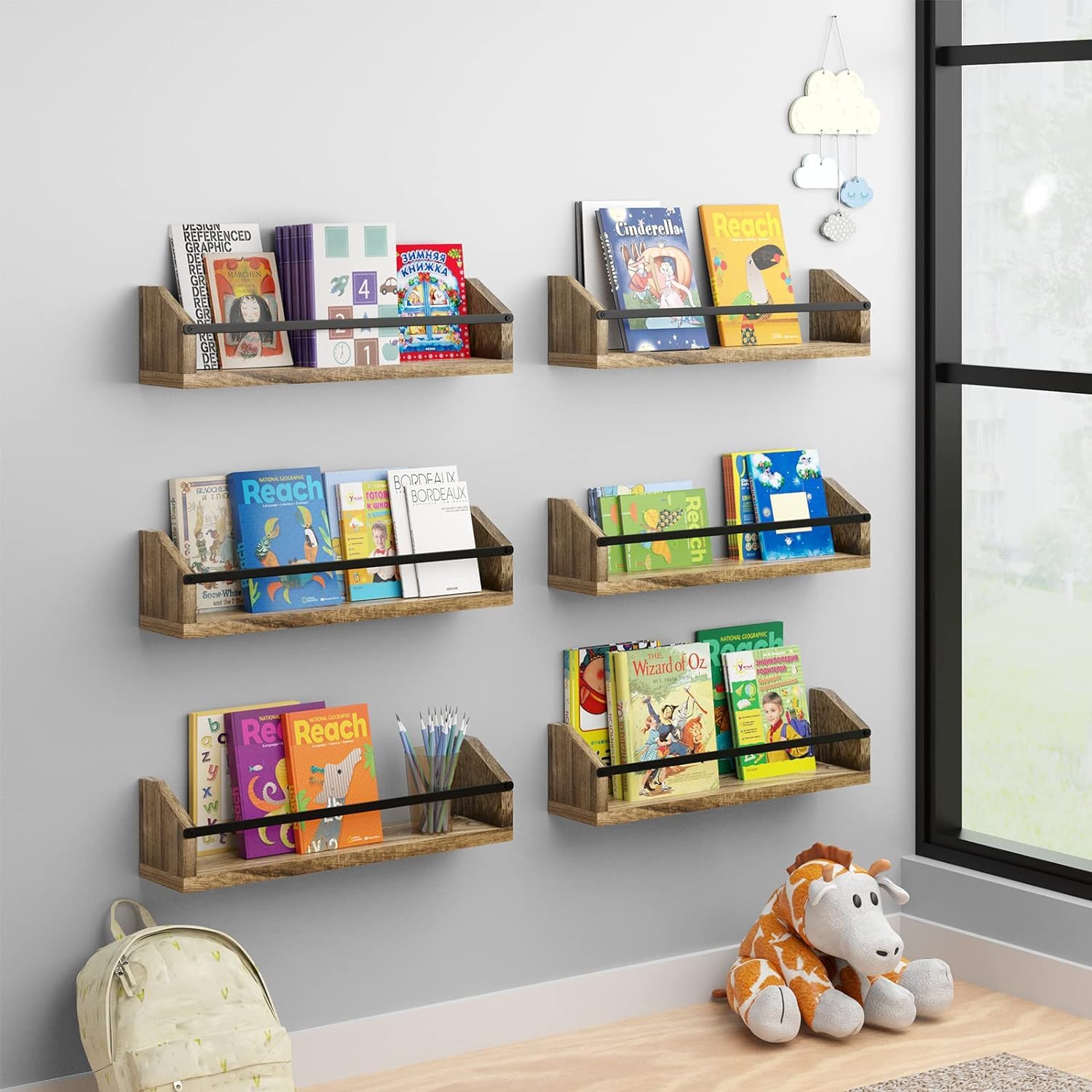 Farmhouse Wall Spice Rack Organizer Set - 3-Piece Light Brown Wooden Spice Shelves for Kitchen, Pantry & Bathroom Storage | Wall Mounted Spice Rack, Book Shelf & Home Decor Organizer | Perfect for Small Space Organization & Rustic Kitchen Decor