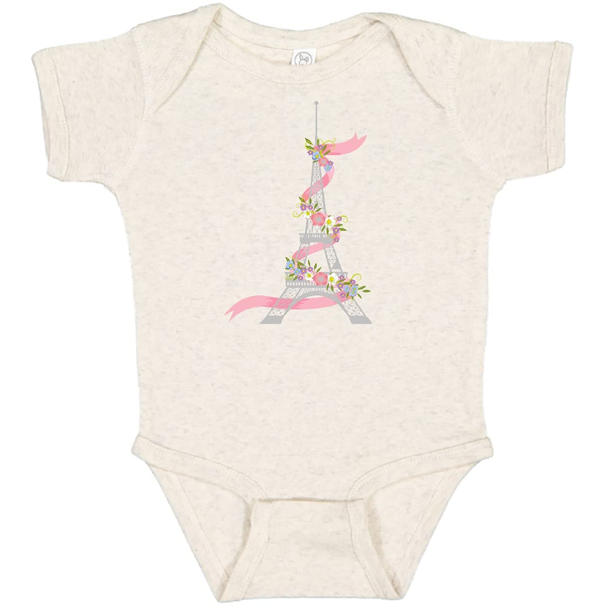 Inktastic Cute Eiffel Tower with Pink Ribbon and Flowers Baby Bodysuit - Adorable Paris-Themed Onesie for Newborns & Infants | Perfect for Photo Shoots, Birthdays & Special Occasions