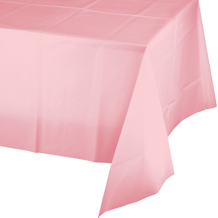 12-Pack Classic Pink Plastic Table Covers - Bulk Disposable Tablecloths for Parties, Picnics & Events - Waterproof & Easy Clean