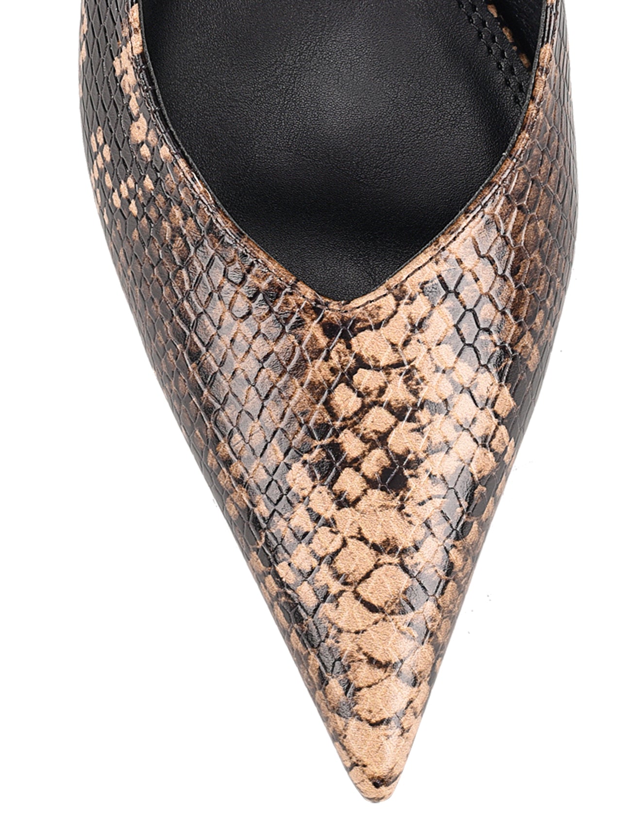 Yankee Slingback Block Heel Shoes - Brown Snake Leather Pumps for Women | Comfortable & Stylish for Office, Party & Date Night