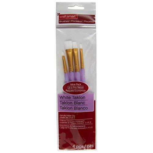 Premium White Taklon Shader Brush Set - 4 Piece Professional Artist Paint Brushes for Acrylic, Watercolor & Oil Painting - Perfect for Canvas, Paper & Wood Art Projects