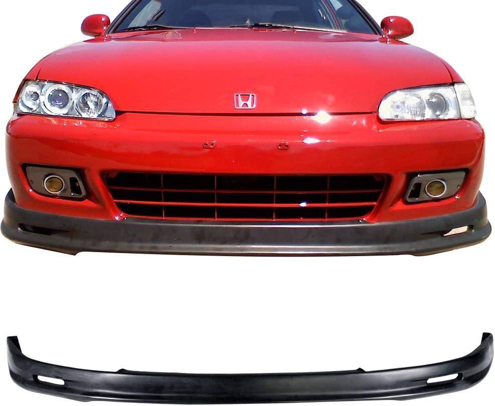 Mugen Style PU Front Bumper Lip for 1992-1995 Honda Civic EG Hatchback & Coupe (2 Door) - Unpainted Matte Black | Car Body Kit Upgrade for Enhanced Style & Aerodynamics | Perfect for Street Racing & Car Shows