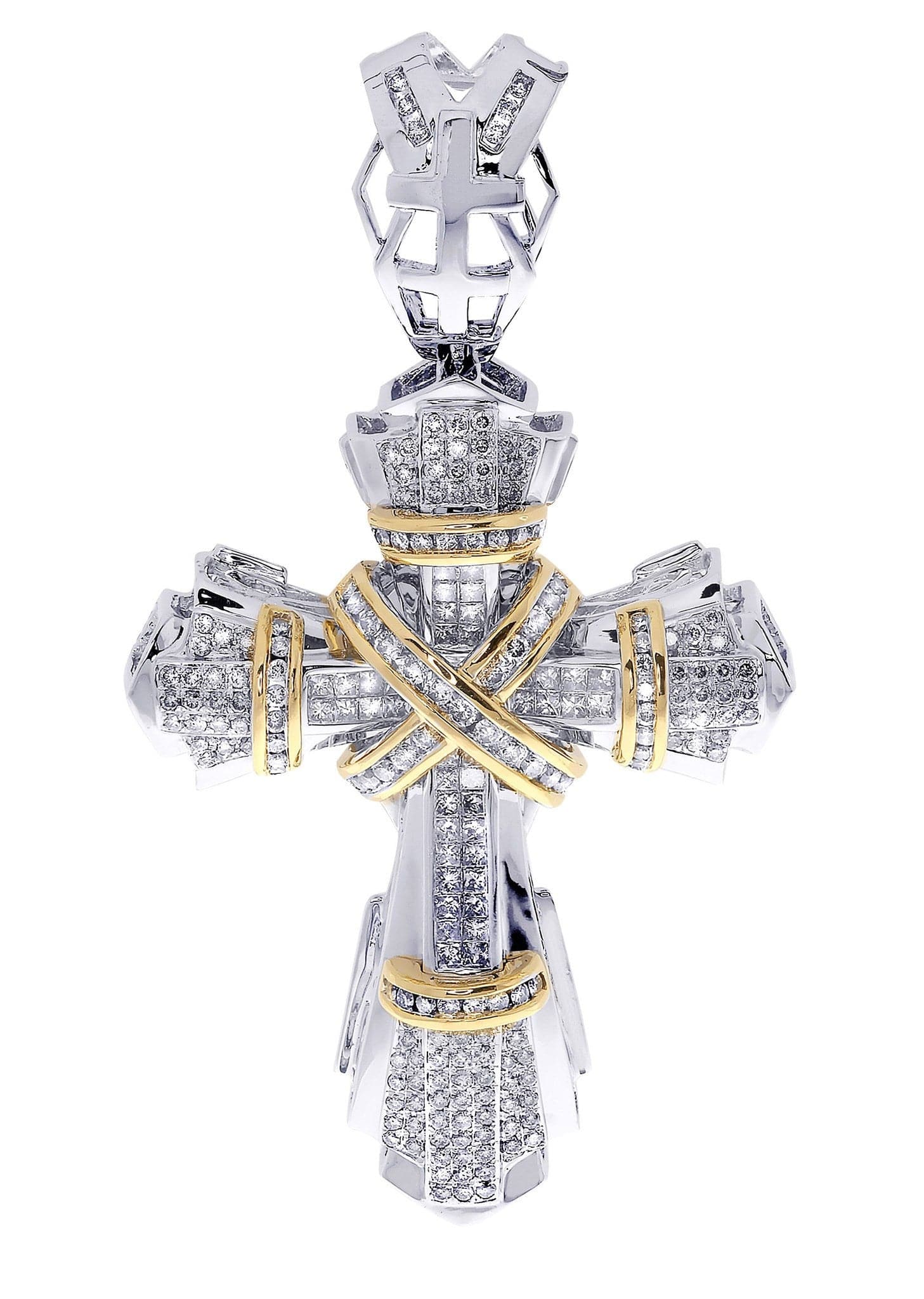 2.71 Carat Diamond Cross Pendant Necklace - 23.79 Grams Solid Gold Religious Jewelry for Women - Perfect for Church, Weddings & Special Occasions