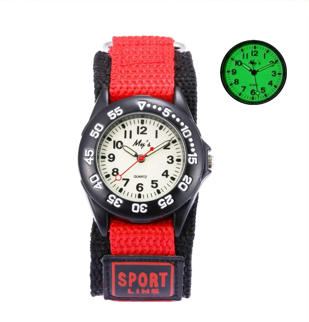 Jewtme Kids Luminous Analog Watch - Nylon Strap, Water-Resistant Sports Watch for Boys & Girls - Perfect for Outdoor Activities, School & Daily Use