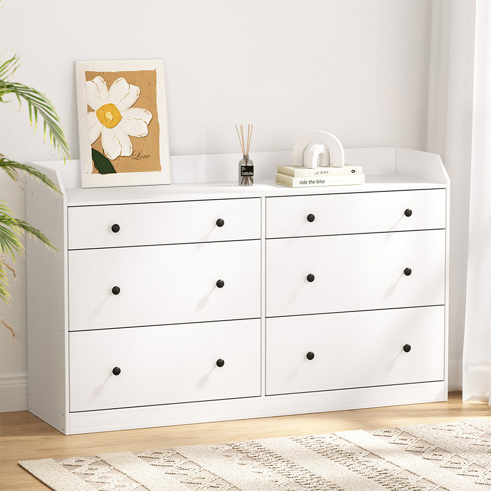 6-Drawer Chest Dresser in White - PETE Collection | Modern Bedroom Storage & Organization Solution