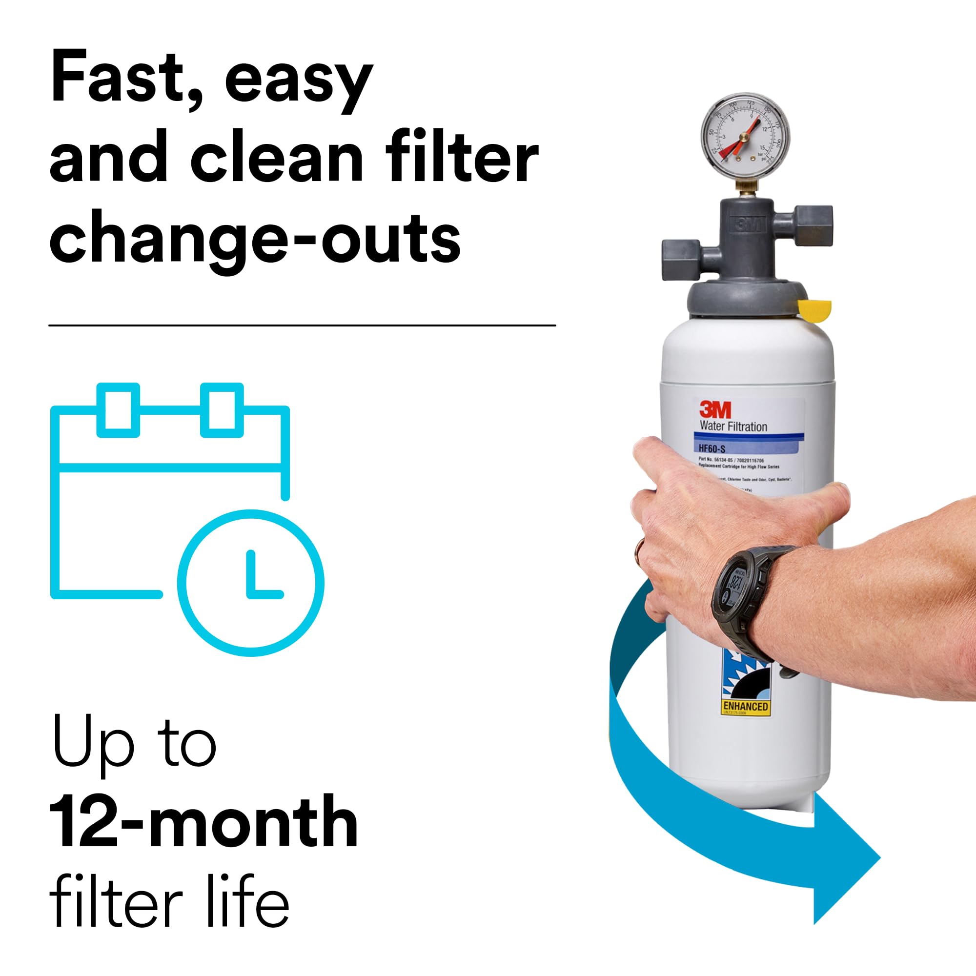 3M ICE160-S Commercial Ice Maker Water Filtration System - High Performance Water Filter for Ice Machines, Restaurants, Bars & Food Service Businesses (Improves Ice Clarity & Taste)