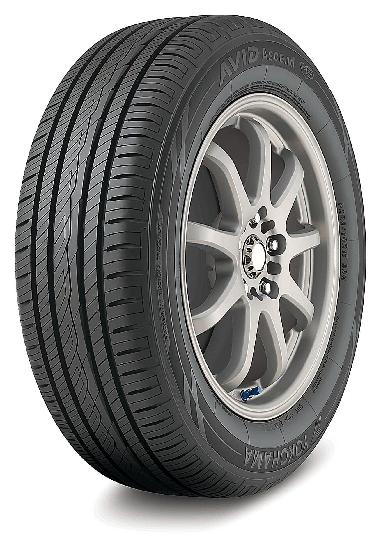 Yokohama AVID Ascend T Radial Tire - 195/60R15 87T SL - High Performance All-Season Tires for Sedans & Compact Cars - Perfect for Daily Commuting & Highway Driving