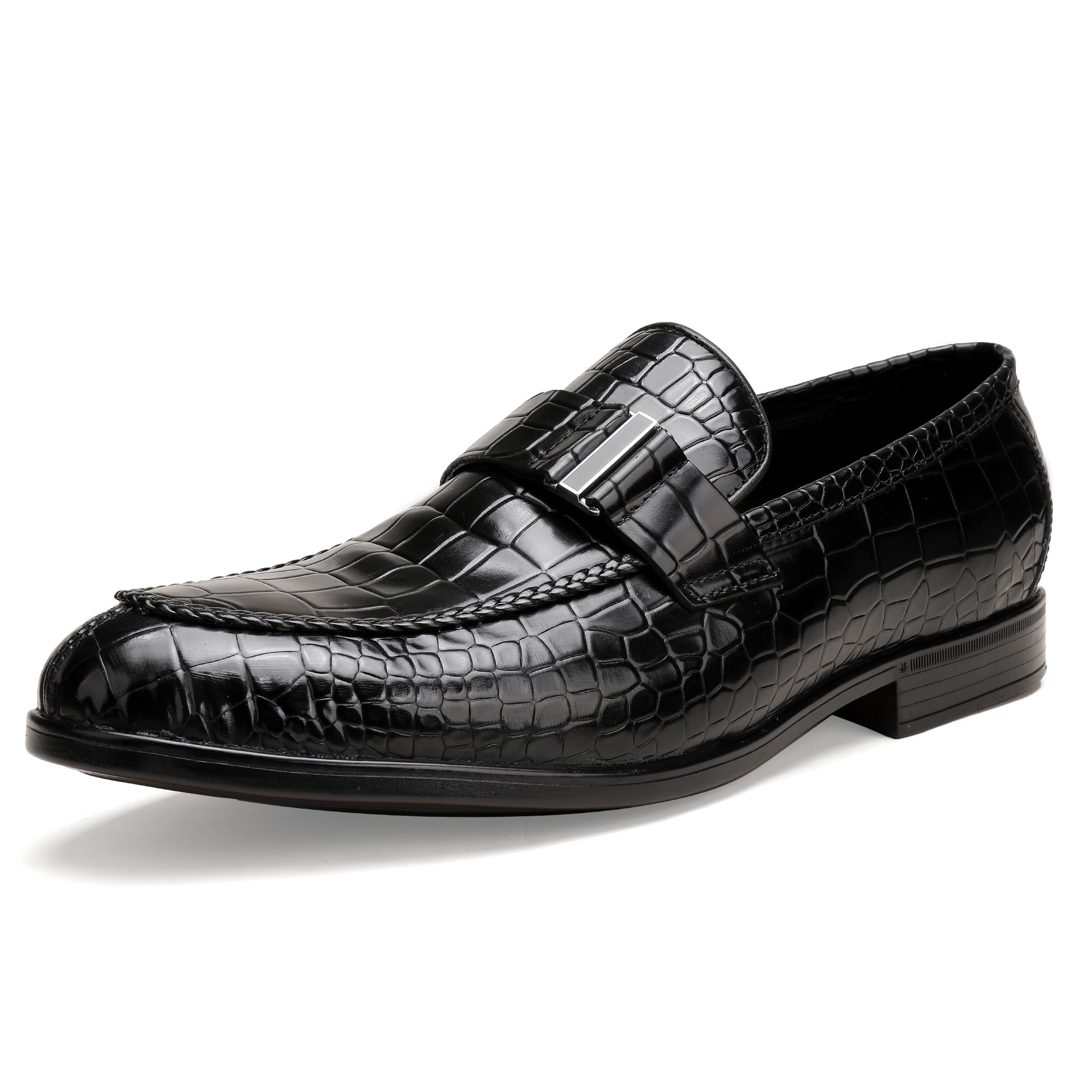Men's Classic Leather Penny Loafers - Crocodile Print Business Dress Slip-On Shoes | Comfortable & Stylish for Office, Formal Events & Daily Wear