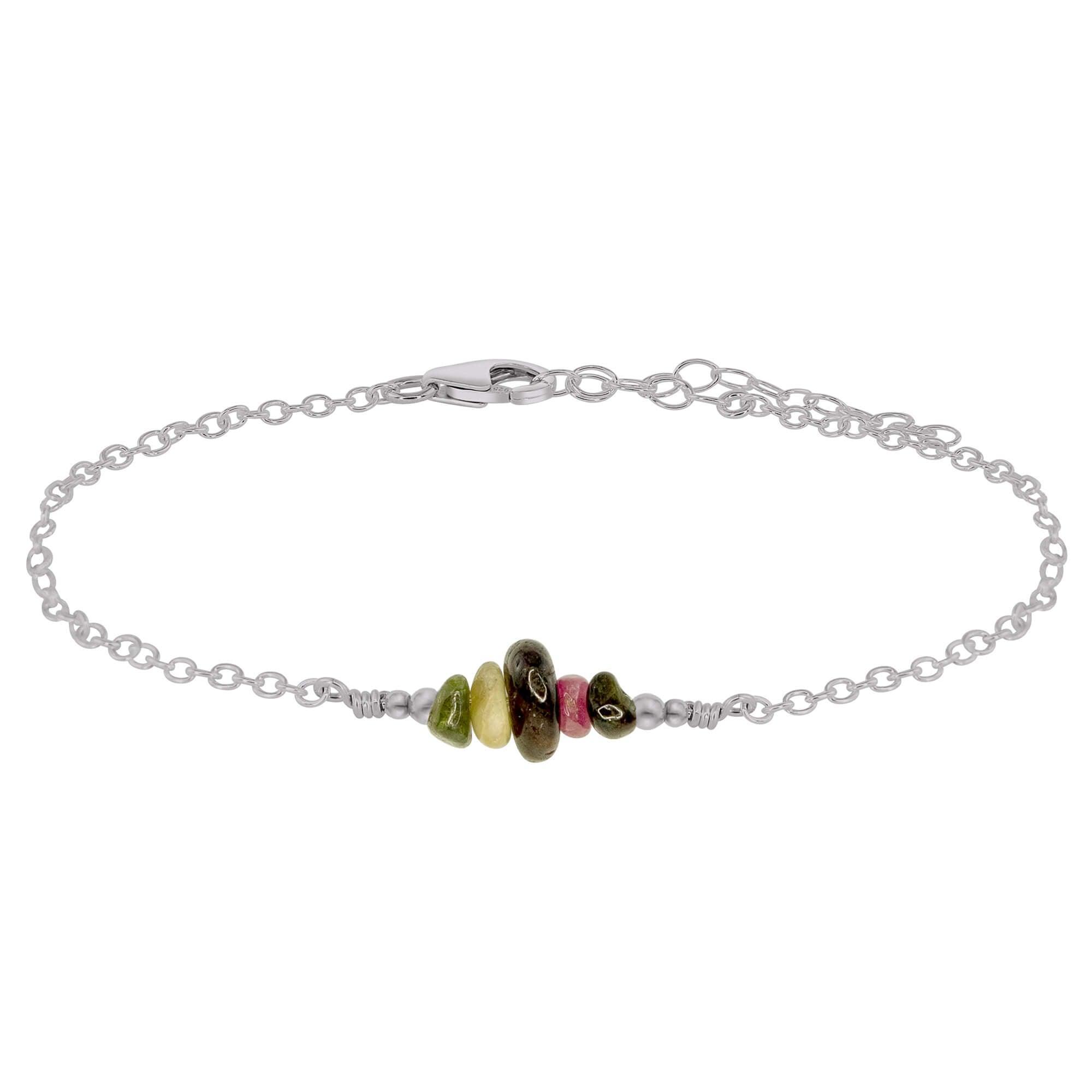 Natural Tourmaline Chip Bead Bar Anklet Bracelet for Women - Adjustable Healing Crystal Jewelry for Yoga, Meditation & Positive Energy