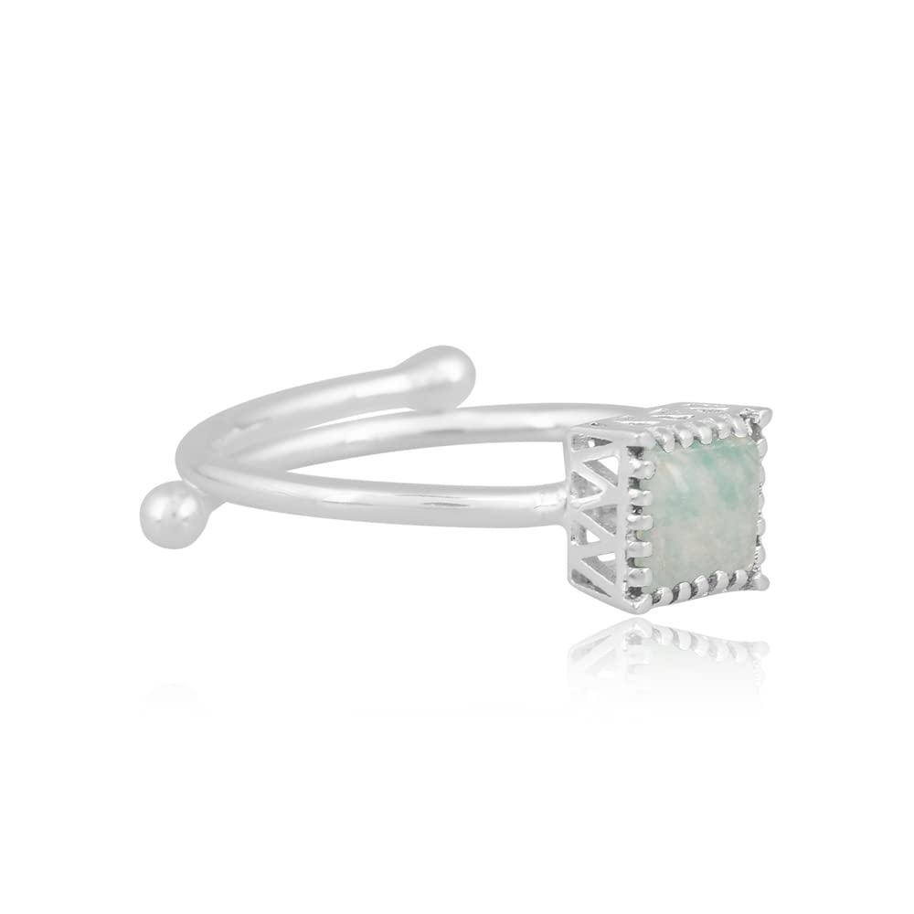 PANOPLY Amazonite Solid 925 Sterling Silver Ring for Women - Perfect Gift for Mom from Daughter or Son, Anniversary, Birthday, Wedding, Christmas Day - Elegant Jewelry for Everyday Wear, Special Occasions, and Meaningful Moments (AMAZONITE, 4)