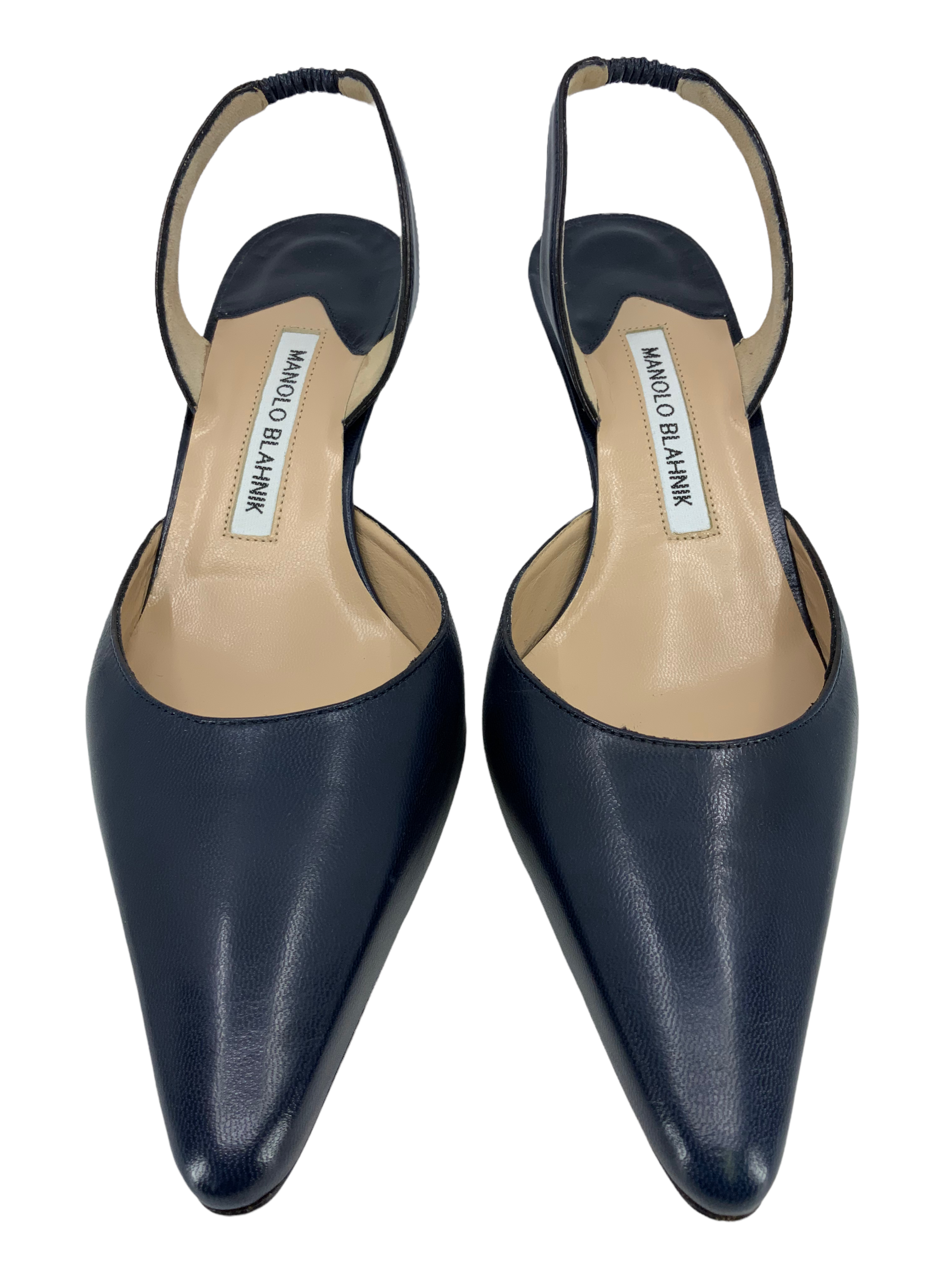 Manolo Blahnik Carolyne Leather Slingback Pumps Women's Size 8 - Elegant Heels for Weddings, Parties & Office Wear