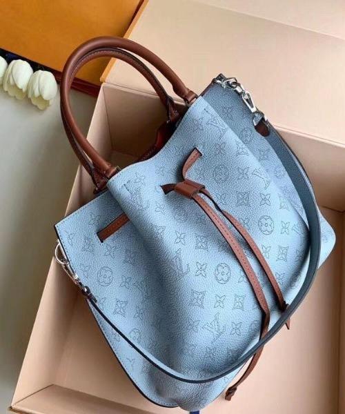 LV Girolata Mahina Leather Handbag in Bleu Horizon & Pumpkin - Luxury Tote for Women, Perfect for Work, Travel & Everyday Use