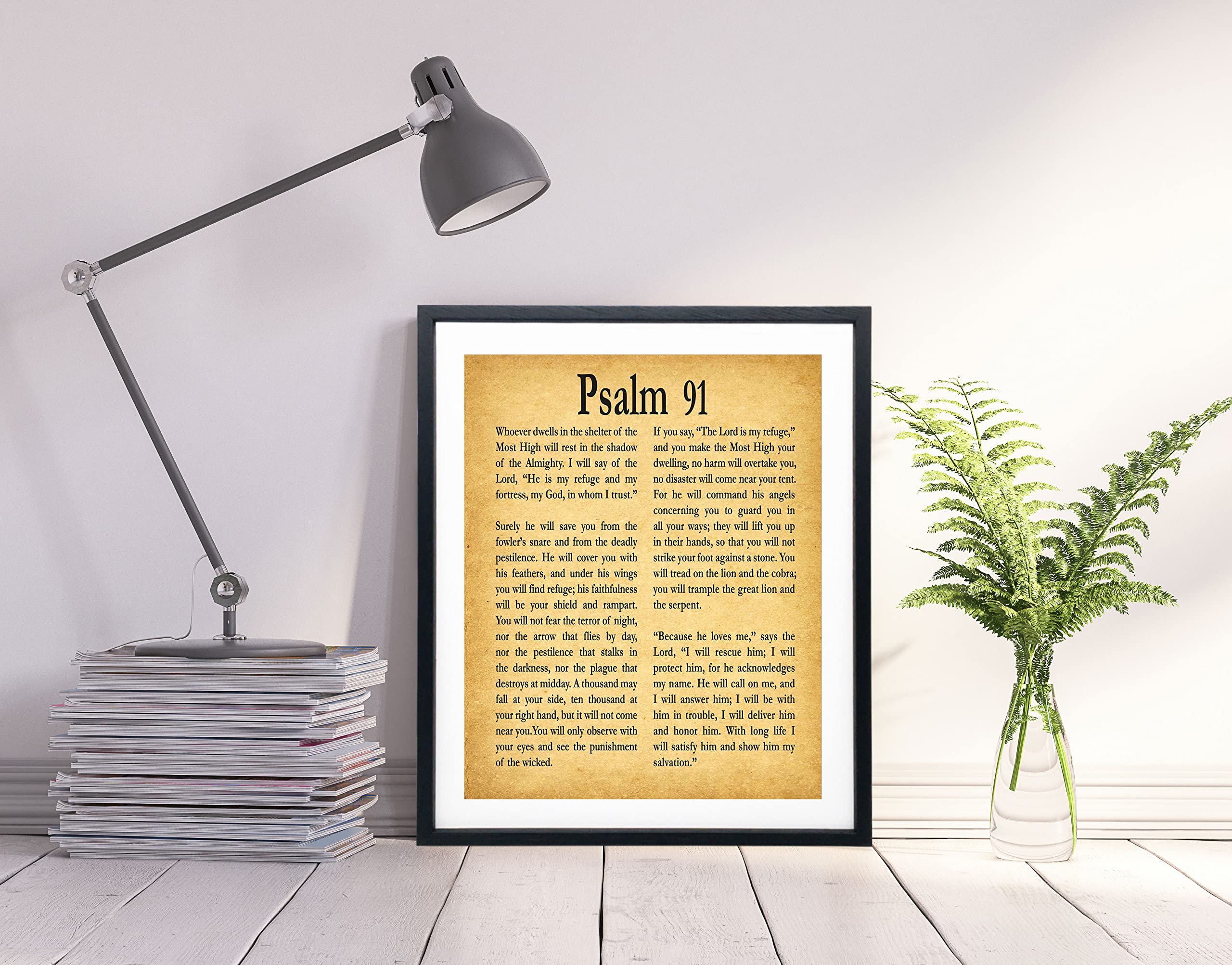 Psalm 91 Wall Art - Inspirational Bible Verse Decor for Home & Office | Christian Scripture Prints, Religious Gifts for Men & Women | Perfect for Prayer Rooms, Church Decor & Spiritual Encouragement