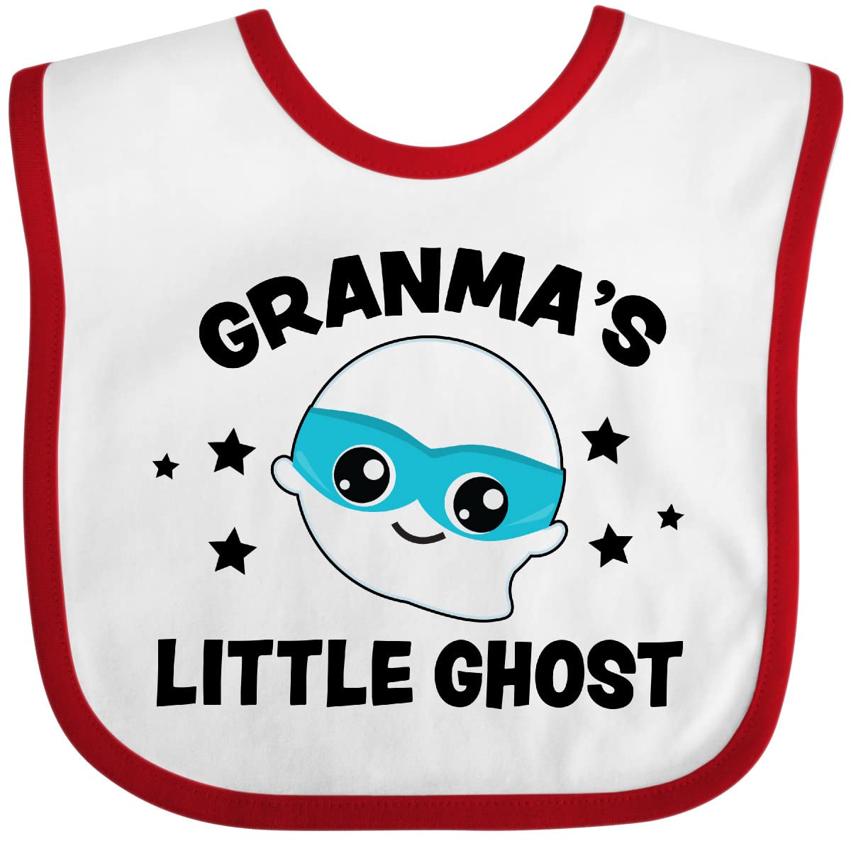 Inktastic Cute Grandma's Little Ghost with Stars Baby Bib - Soft Cotton Drool Bib for Infants & Toddlers - Perfect for Halloween, Baby Showers & Everyday Feeding Time