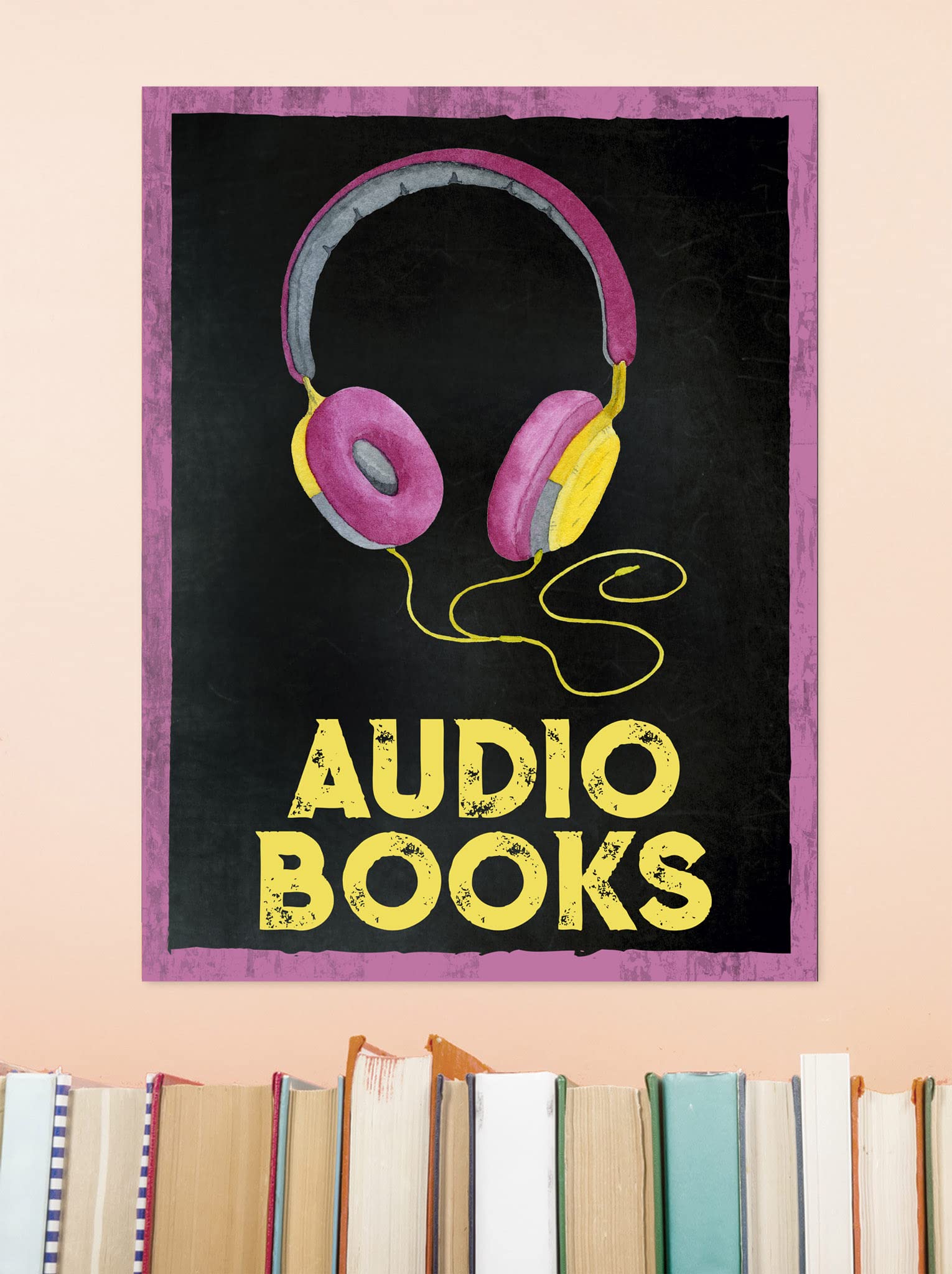 Custom Audiobooks Library Print - Fine Art Paper, Laminated or Framed Options | Multiple Sizes for Home & Office Decor | Perfect for Book Lovers & Reading Nooks