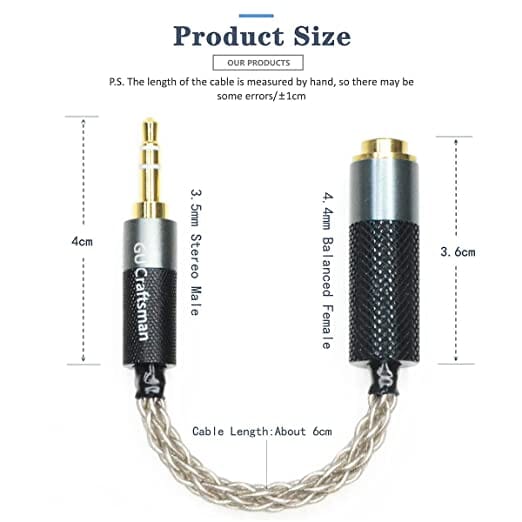 Premium GUCraftsman Audio Adapter - 2.5mm to 4.4mm & 3.5mm to 2.5mm/4.4mm Balanced Connector - Perfect for Headphones, Hi-Fi Systems, and Professional Audio Equipment