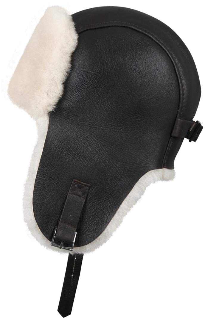 Men's Genuine Shearling Sheepskin Aviator Pilot Hat – Winter Warm Flying Cap for Outdoor Activities & Cold Weather