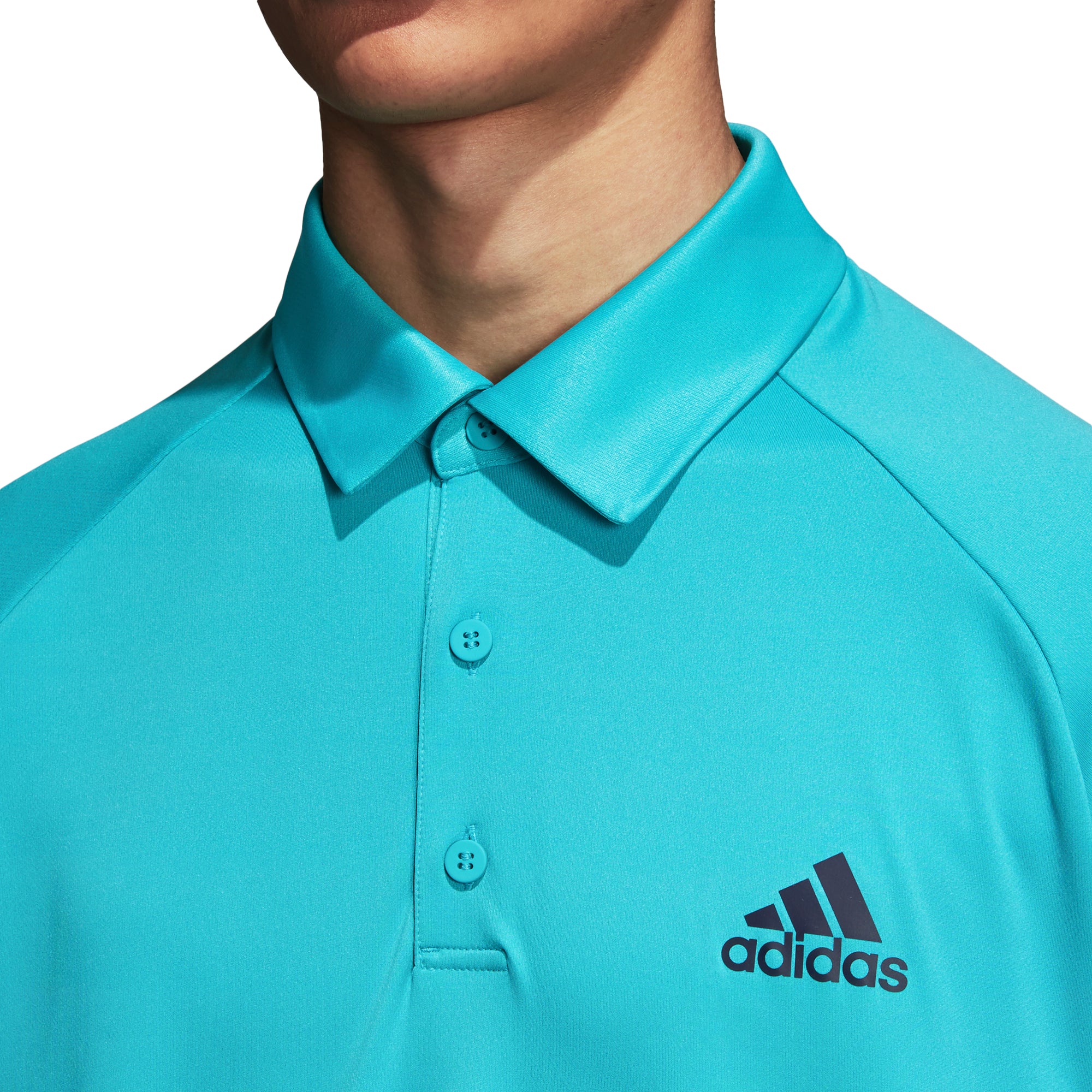 Adidas Men's Polo Club Color Block Performance Golf Shirt - Hi-Res Aqua D98739 - Moisture-Wicking & Breathable for Sports, Golf & Casual Wear