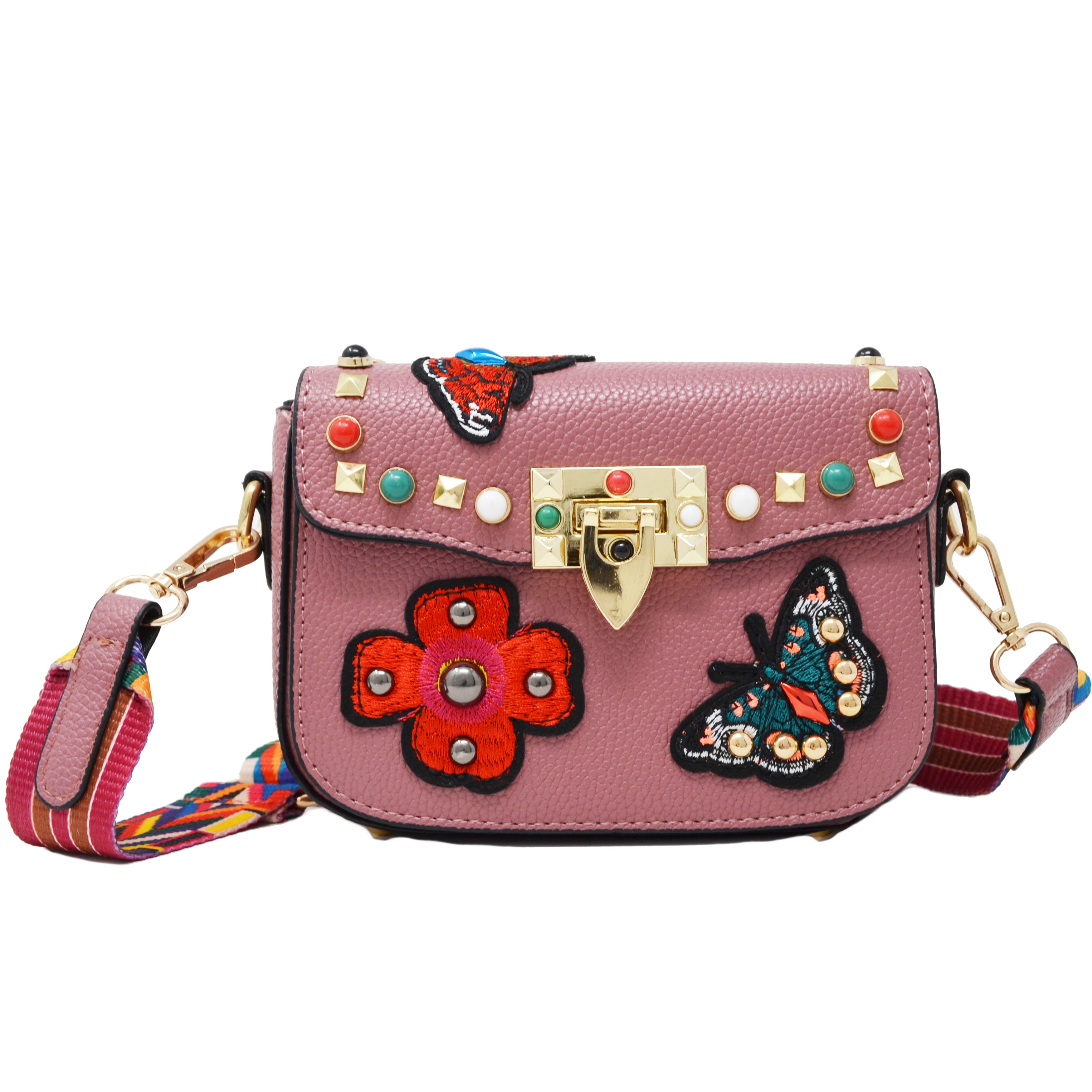 Elegant Mauve Pink Butterfly Crossbody Bag for Women - Stylish Handbag for Parties, Weddings & Daily Use