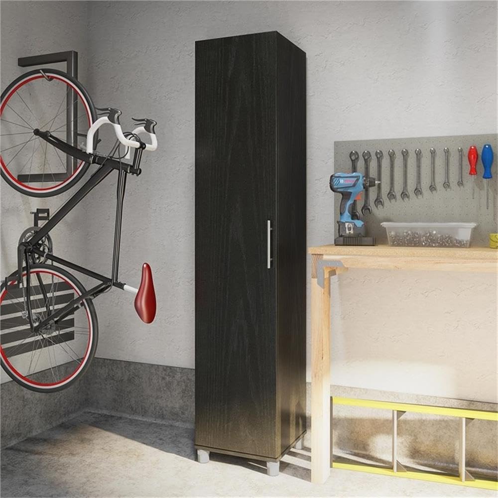 Systembuild Evolution Camberly 16-Inch Utility Storage Cabinet in Black Oak - Perfect for Garage, Office, and Home Organization