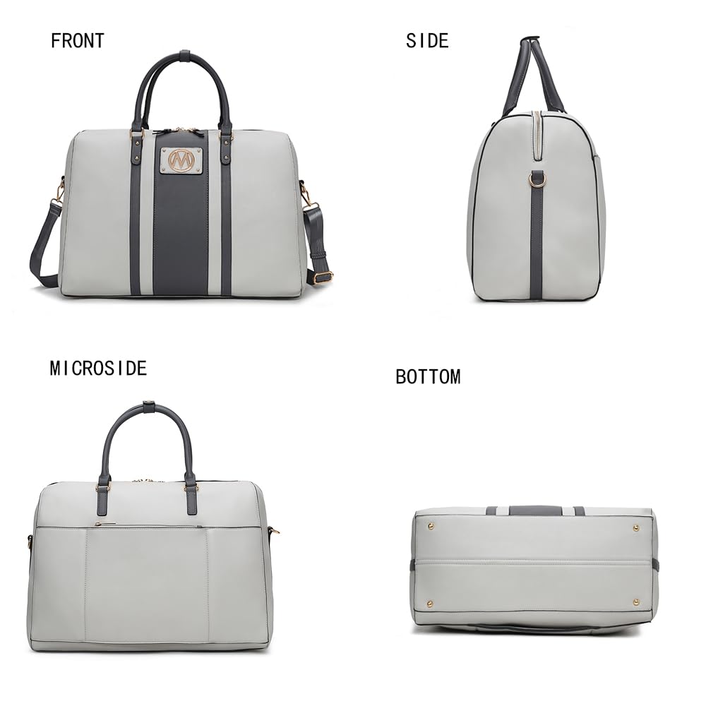 MKF Collection Women's Vegan Leather Duffle Bag - Large Weekender Overnight Bag for Travel, Gym, Hospital & Sleepover | Carry-on Luggage & Spacious Tote for Weekend Getaways, Workouts & Business Trips