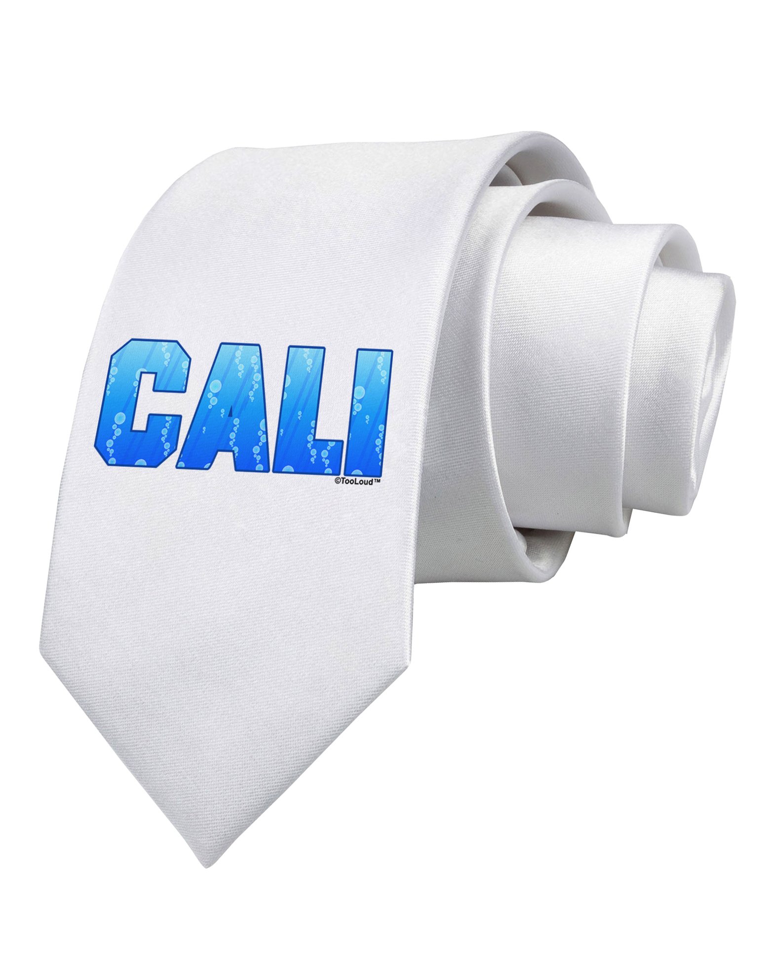 TooLoud Cali Ocean Bubbles Printed White Neck Tie for Men - Stylish Casual & Formal Wear - Perfect for Weddings, Office, and Special Occasions