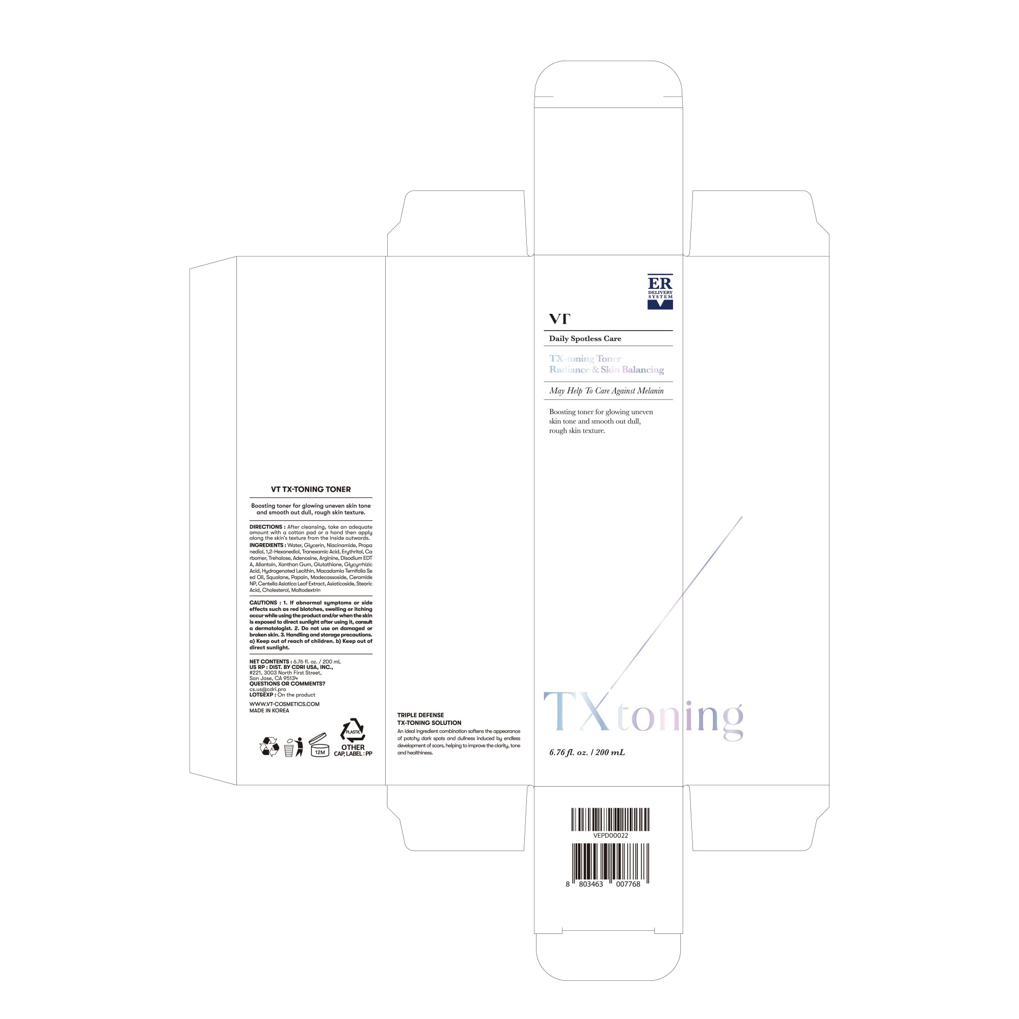 VT TX Toner with Tranexamic Acid & Niacinamide - Dark Spot Treatment for Sensitive Skin | Korean Skincare for Hydration & Brightening