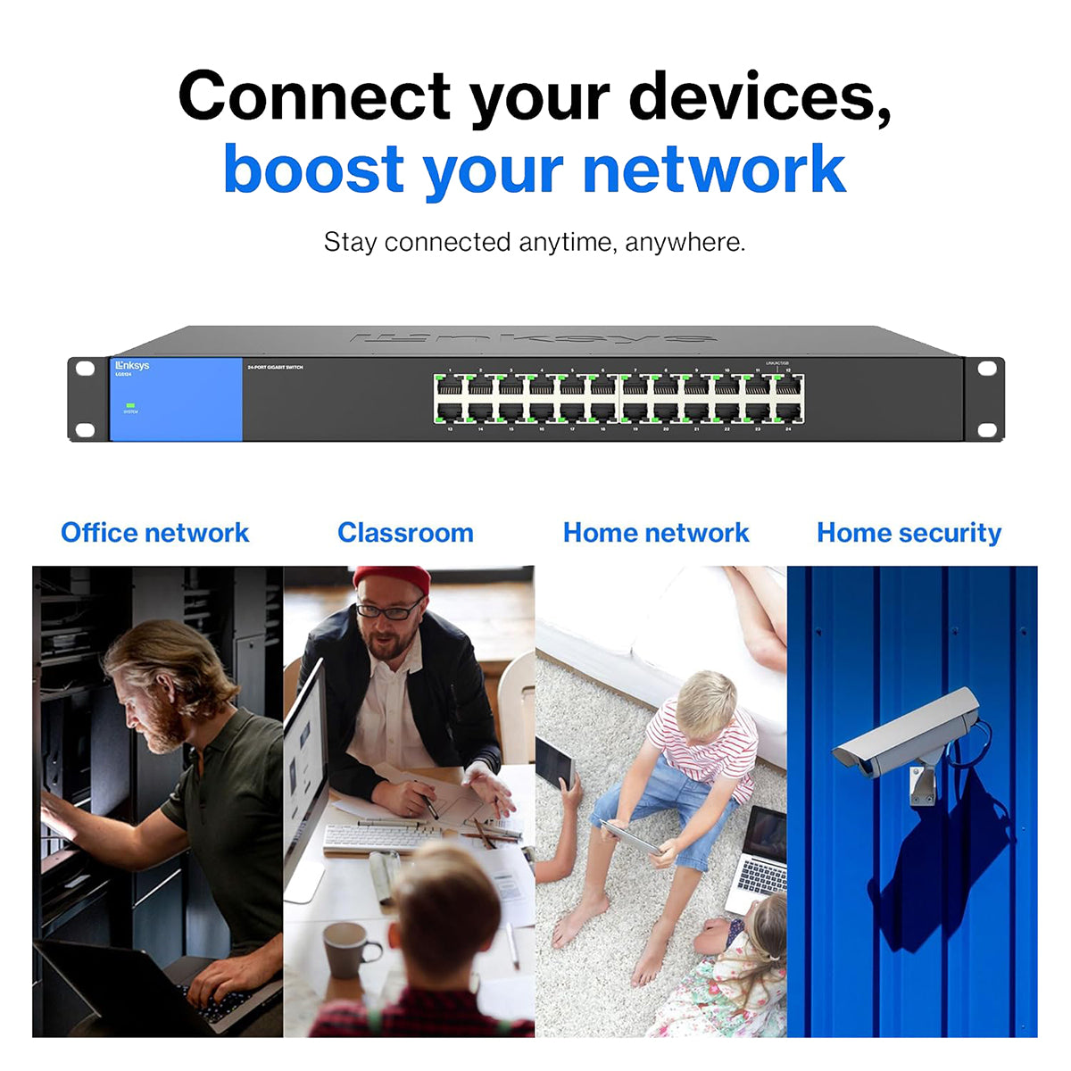 Linksys 24 Port Gigabit Unmanaged Ethernet Switch - High-Speed Network Hub for Home Office & Small Business Networking