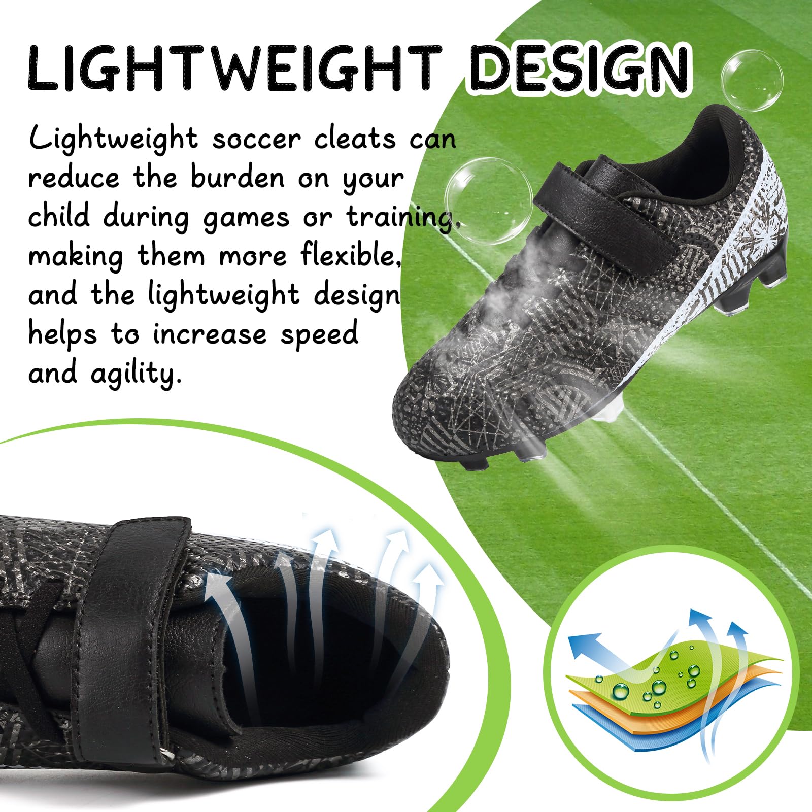 CBUSTER Kids Soccer Cleats for Boys & Girls - Lightweight Football Cleats with Anti-Slip Studs - Perfect for Youth Soccer Training & Matches