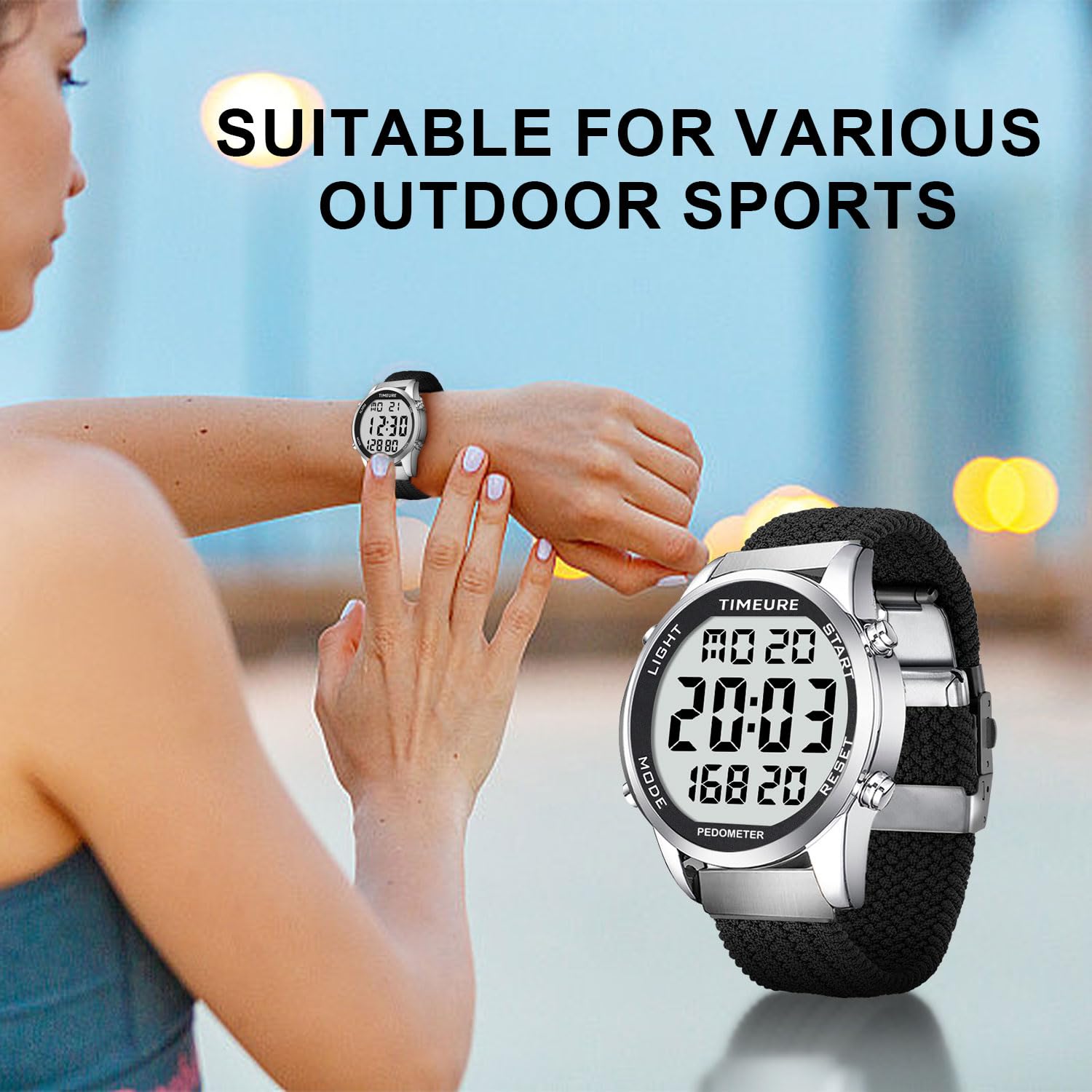 Accurate Pedometer Watch for Men - Step Counter, Waterproof, Large Display | Fitness & Running