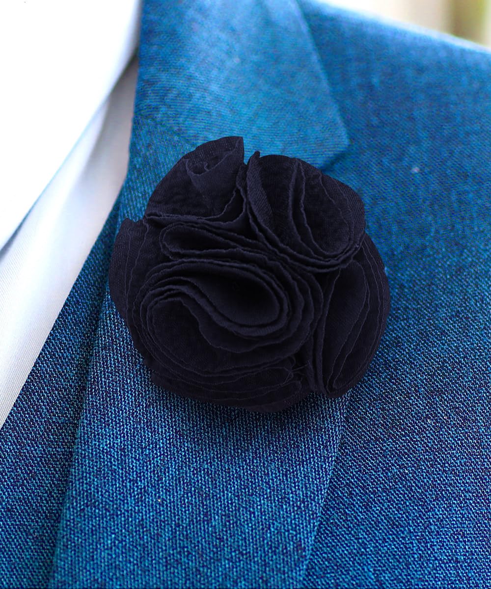 Seersucker Rose Flower Lapel Pin for Men - Elegant Rose Brooch & Boutonniere | Perfect for Weddings, Suits & Formal Occasions