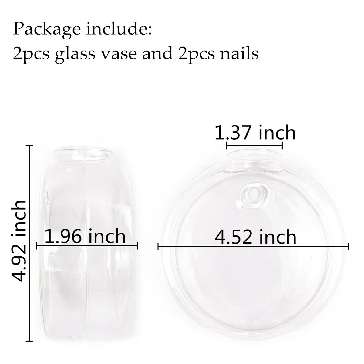 LB Hanging Glass Terrarium Planter - 2 Pack Air Plant Holder, Wall Mounted Flower Vase for Hydroponic Plants | Perfect for Home, Office & Garden Decor, Indoor Vertical Garden Display