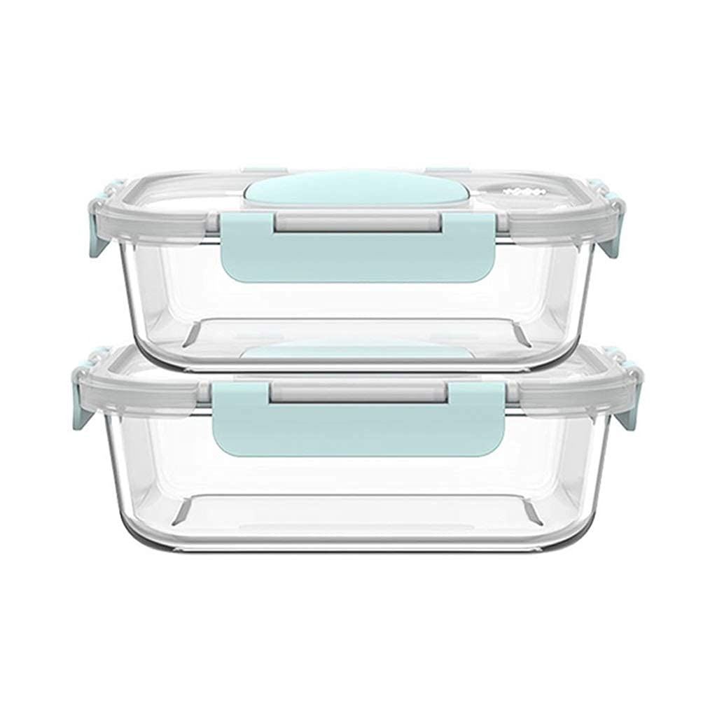 FMOGE Vacuum Food Storage Containers Set - 2 Superior Glass Lunch Boxes for Kids & Adults | Airtight Bento Box for Meal Prep, Leftovers & Fresh Food Storage | Ideal for School, Office & Picnic Use