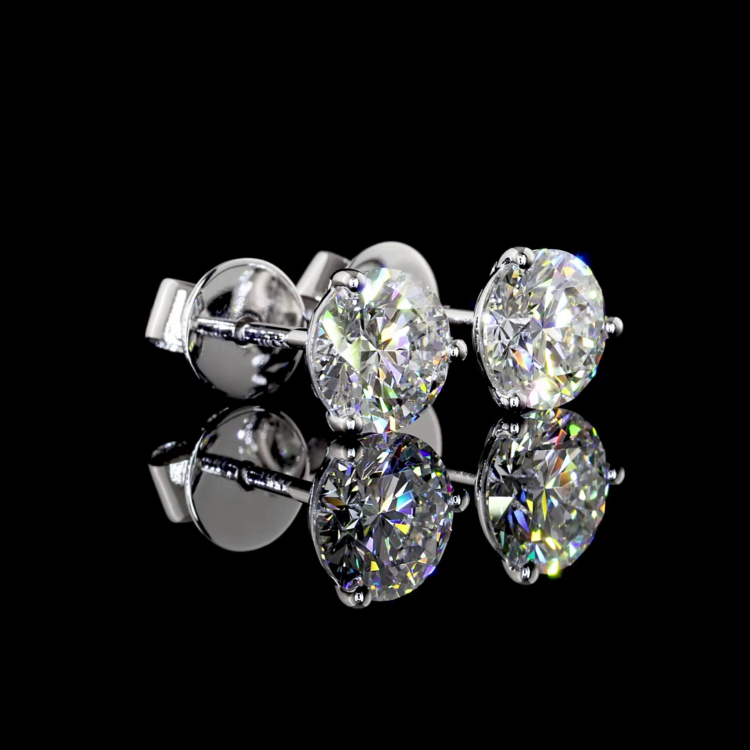1.44 Carat Lab Grown Round D VVS1 Diamond Stud Earrings in 14K White Gold - Perfect for Weddings, Anniversaries & Special Occasions