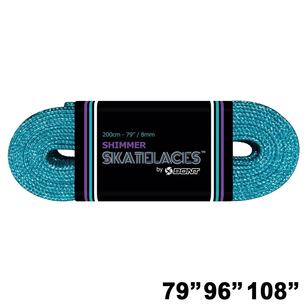 Bont Shimmer Waxed Lace - 8mm Misty Teal Roller Skate Laces for Artistic Skating & Derby - Premium Quality, Durable & Stylish Roller Skate Accessories