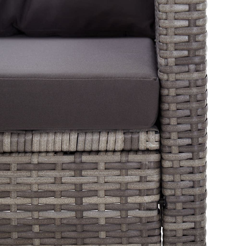 2-Seater Outdoor Garden Sofa with Thick Padded Cushions & Deep Seating - Modern Poly Rattan Patio Furniture for Backyard, Deck or Balcony - Gray 48.8
