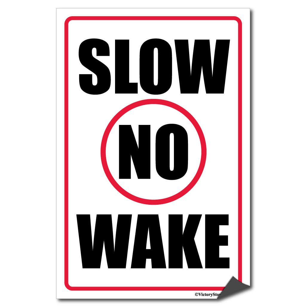 VictoryStore Slow No Wake Vinyl Stickers - 6x9 Inch Boat Decals (Set of 2) for Kayak, Canoe & Marine Safety - Waterproof Outdoor Stickers for Dock Signs & Boating Accessories